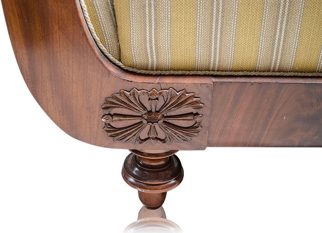 Biedermeier Sofa 3 Sitzer gestreifter Stoff Landhausstil