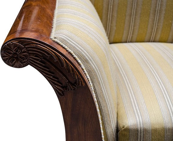 Biedermeier Sofa 3 Sitzer gestreifter Stoff Landhausstil