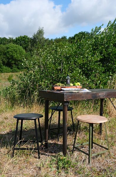 01, Kleiner Esstisch 117 cm breit antik schwarz Holz, Klapptisch