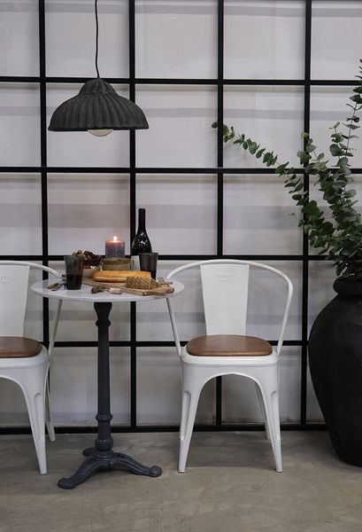 IVI, Bistrotisch weiß Marmor - Gusseisen Fuß, Caféhaus Tisch