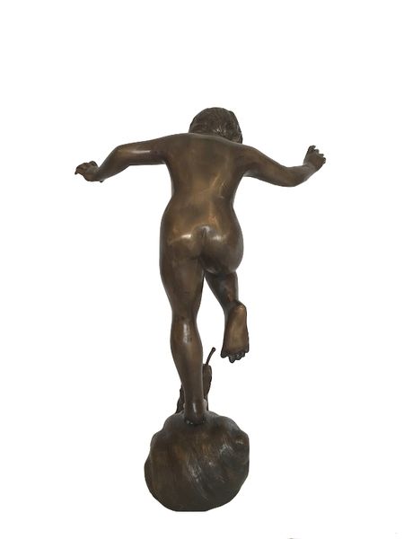 Bronze Brunnen Skulptur "Junge auf Schnecke" H 50 cm