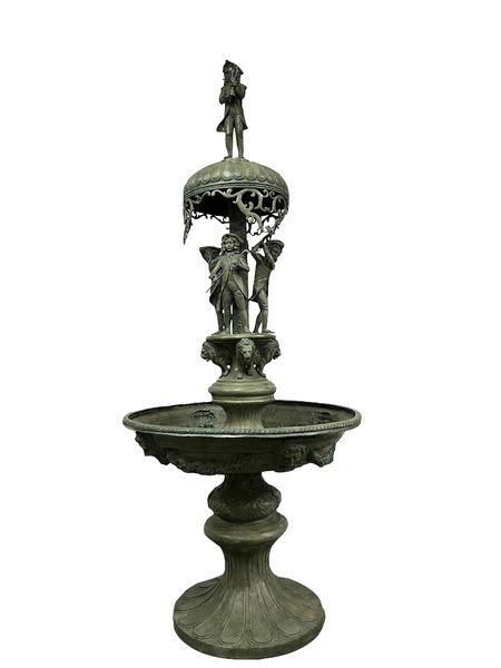 Garten Brunnen H 280 cm, "Bronze Brunnen mit kleinen Skulpturen"