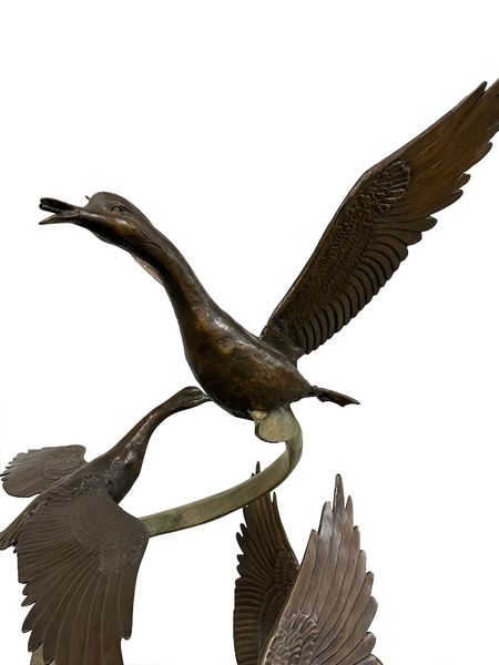 Bronze Garten Skulptur "Brunnen mit 4 Enten"