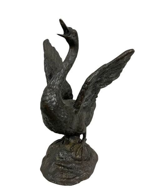 Bronze Gartenbrunnen Skulptur "Schwanen Brunnen" H 66 cm