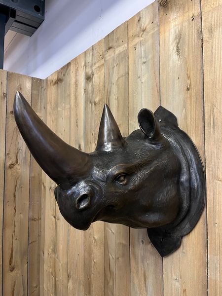 Wanddekoration Bronze Skulptur "Nashornkopf" - Matz Möbel