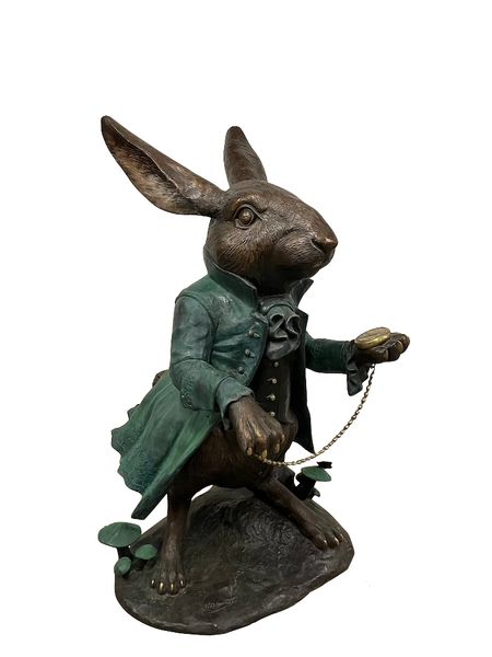 Garten Skulptur Bronze "Alice im Wunderland - Kaninchen"