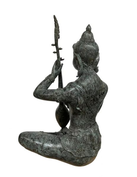 Bronze Skulptur "Lauten Spieler-Tempelwächter" H 95 cm