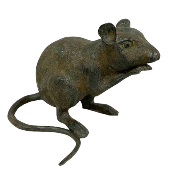 Bronze Skulptur "sitzende Ratte" H 16 cm