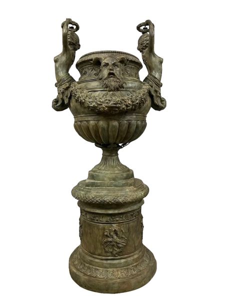 Bronze Skulptur "Bronze Urne mit Ladys", große Amphore