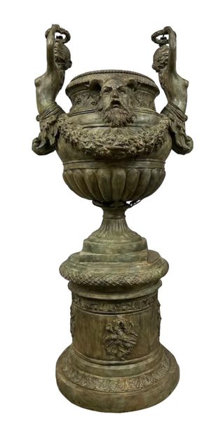 Bronze Skulptur "Bronze Urne mit Ladys", große Amphore