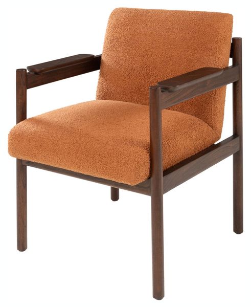 CASA, Designer Esszimmerstuhl terrakotta braun-roter Stoff, Armlehnstuhl
