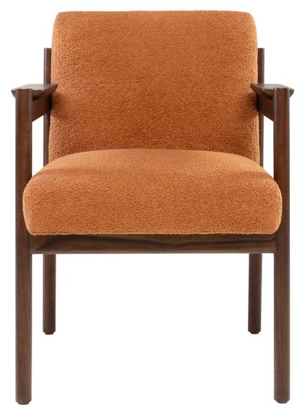 CASA, Designer Esszimmerstuhl terrakotta braun-roter Stoff, Armlehnstuhl