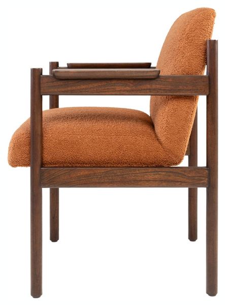 CASA, Designer Esszimmerstuhl terrakotta braun-roter Stoff, Armlehnstuhl