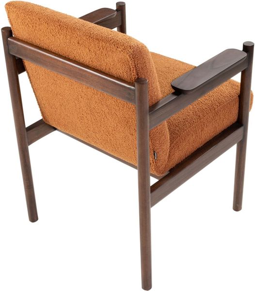 CASA, Designer Esszimmerstuhl terrakotta braun-roter Stoff, Armlehnstuhl