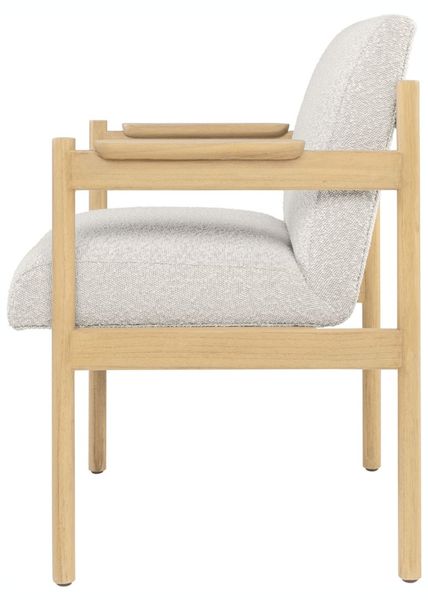 CASA, Designer Esszimmerstuhl natur-weiß Bouclé-Stoff, Armlehnstuhl