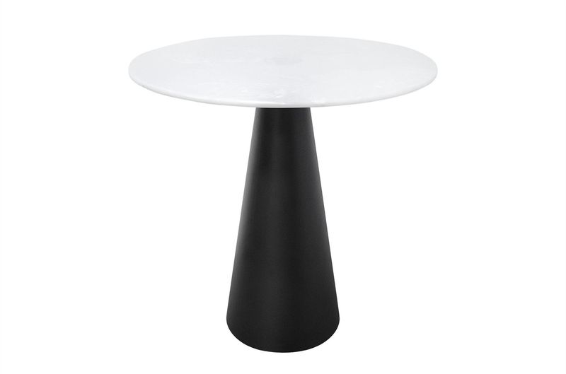 CONE, Marmor Esstisch weiß rund 80 cm mit Stahl-Kegelfuß
