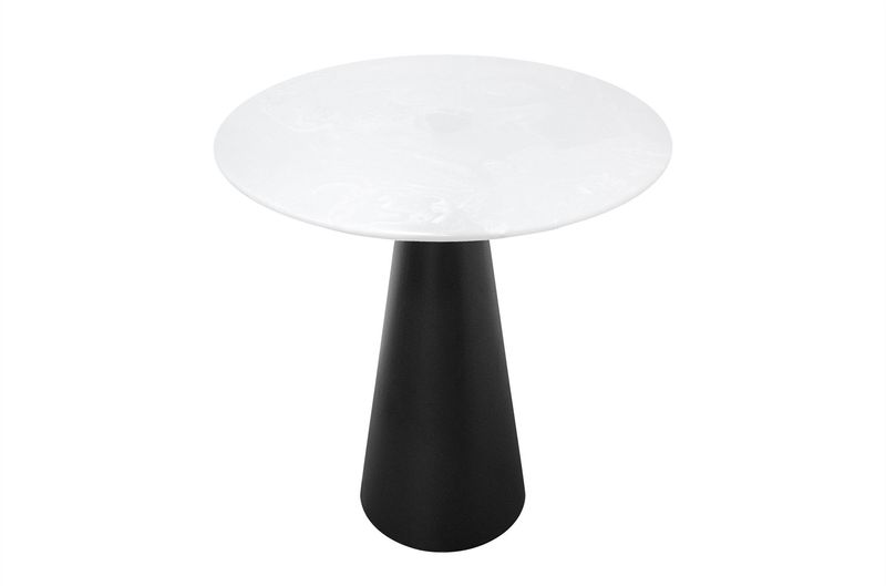 CONE, Marmor Esstisch weiß rund 80 cm mit Stahl-Kegelfuß