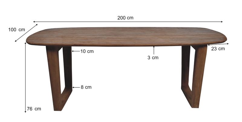 CORA, Designer Esstisch 200*100 cm dunkelbraun Holz