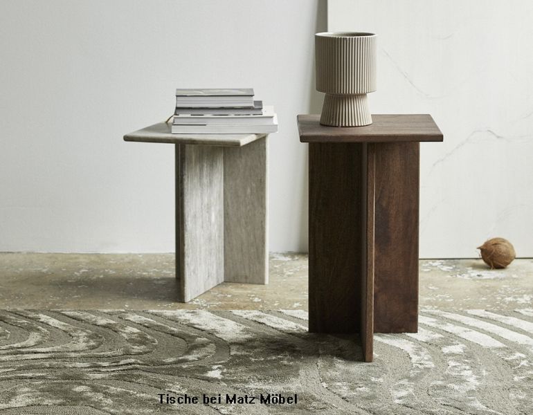 LINA, Beistelltisch Set Marmor-Holz