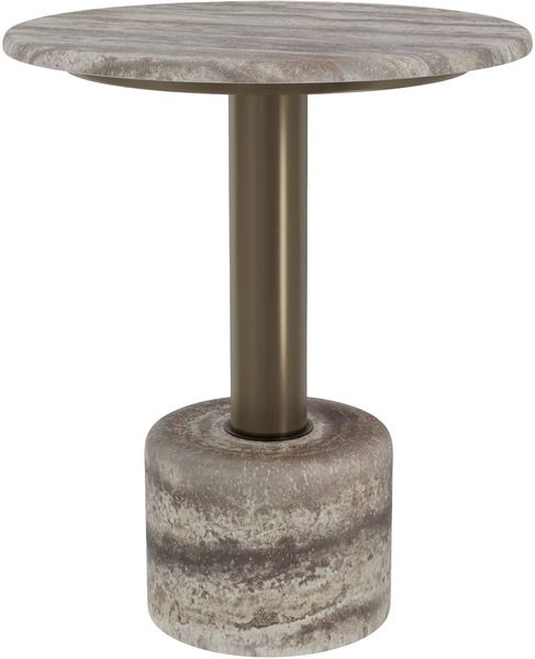 Designer Beistelltisch COOPER rund D 50 cm grau Travertin