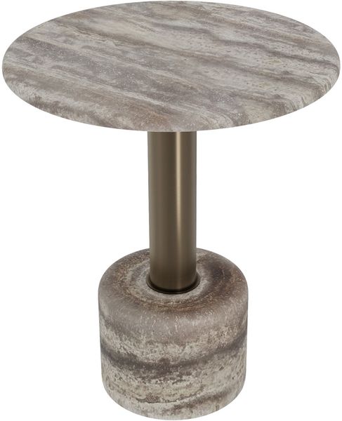 Designer Beistelltisch COOPER rund D 50 cm grau Travertin