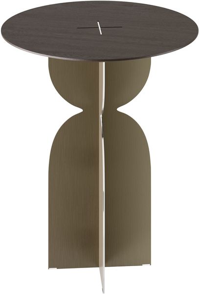 Designer Beistelltisch RAY rund 50 cm Edelstahl & Eiche
