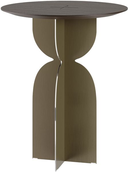 Designer Beistelltisch RAY rund 50 cm Edelstahl & Eiche