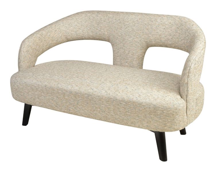 MERCI, Designer Sofa beige Fischgrät-Stoff