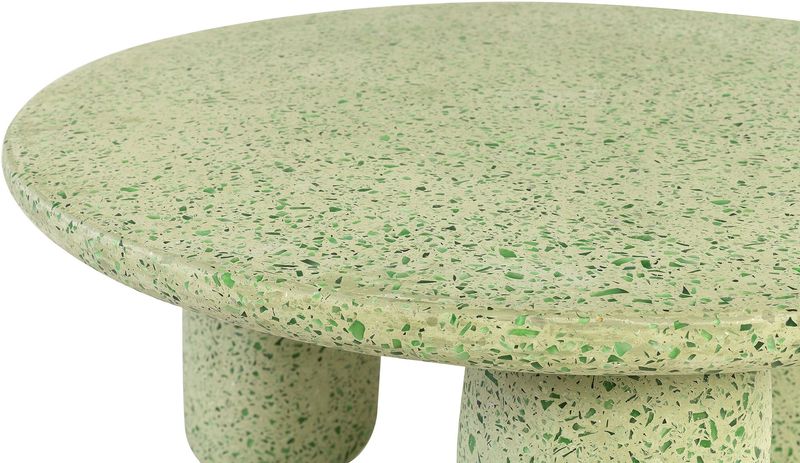 LENE, Designer Couchtisch rund 80 cm grün Terrazzo