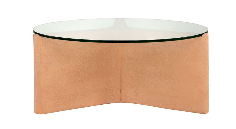 JEN, Designer Couchtisch rund Farbe: terrakotta Beton-Glas