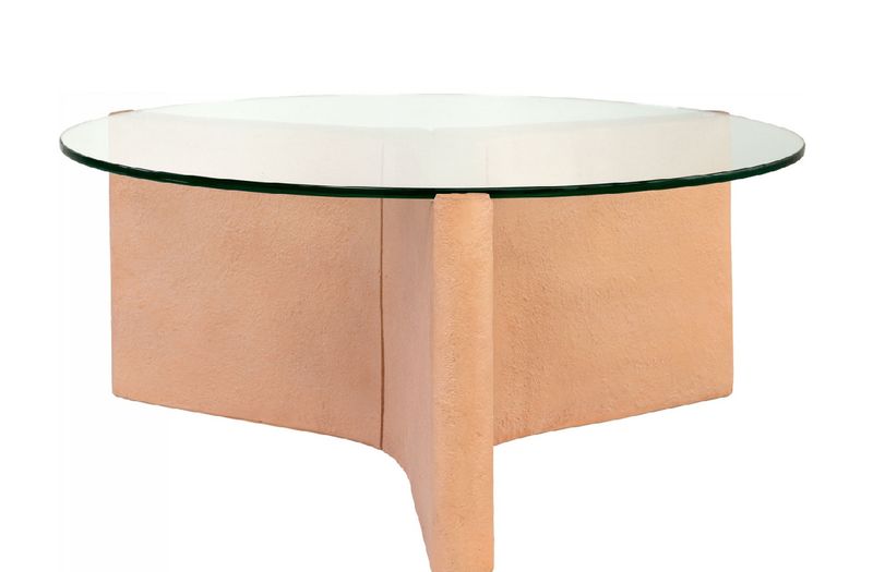 JEN, Designer Couchtisch rund Farbe: terrakotta Beton-Glas