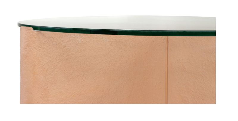JEN, Designer Couchtisch rund Farbe: terrakotta Beton-Glas