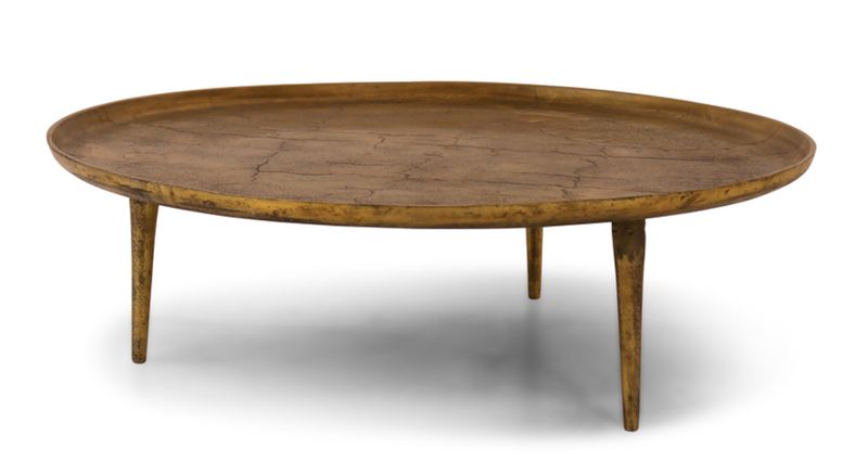 ELLI, großer runder Couchtisch D 103 cm marmoriert Gold
