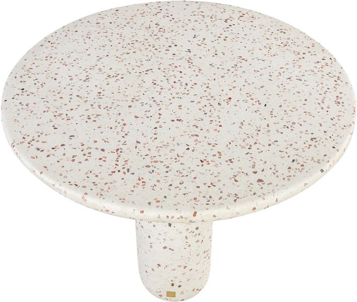 LENE, Designer Couchtisch rund 80 cm weißer Terrazzo