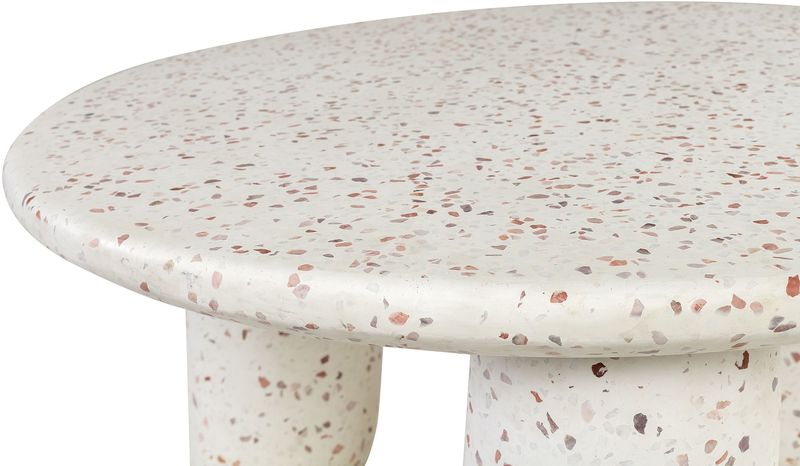 LENE, Designer Couchtisch rund 80 cm weißer Terrazzo