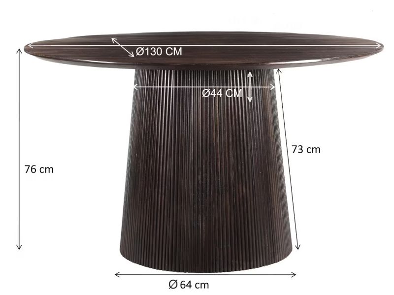 SALVA, Esstisch rund 130 cm Holz dunkelbraun Mittelsäule