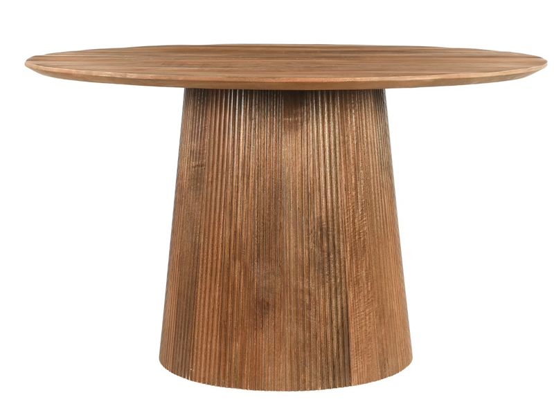 SALVA, Esstisch rund 130 cm Holz natur Säulenfuß