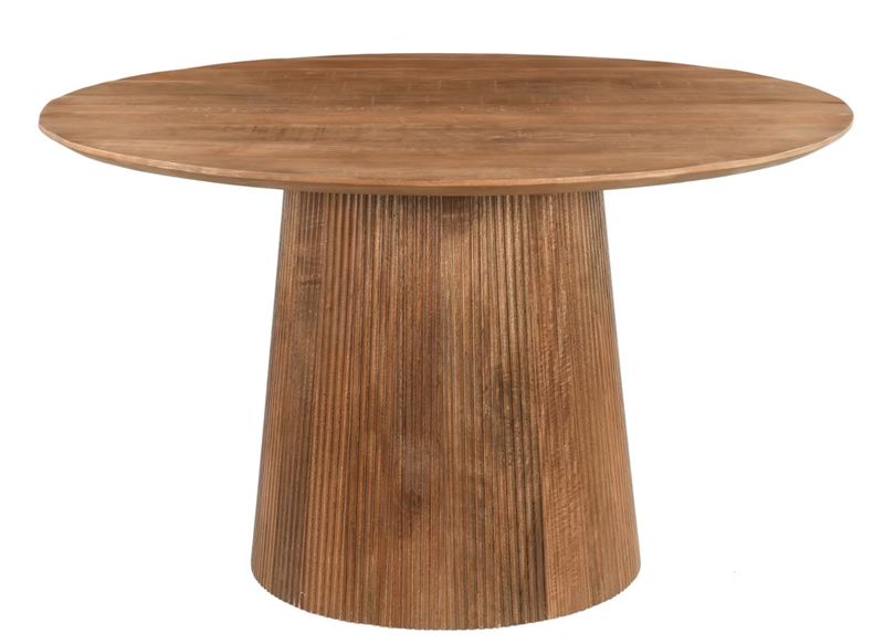SALVA, Esstisch rund 130 cm Holz natur Säulenfuß