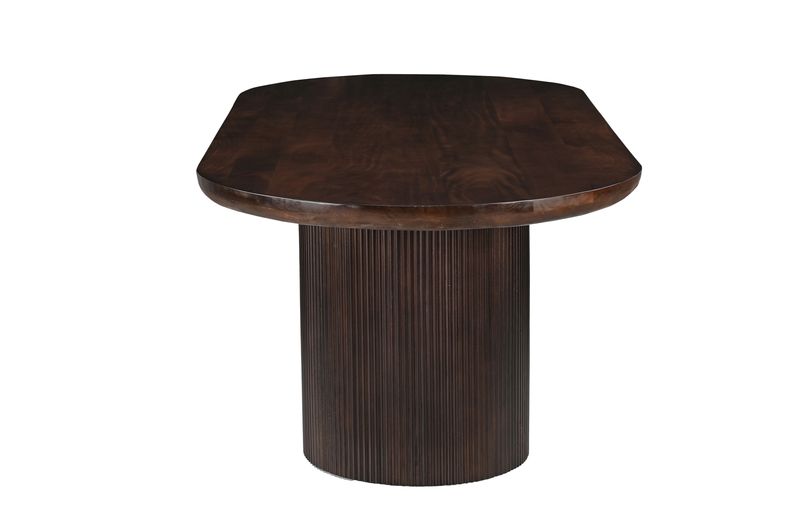 VILA, Esstisch oval 220*100 cm dunkelbraun Holz, Säulentisch