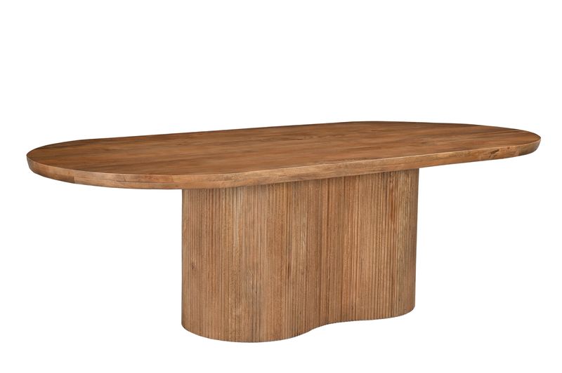 VILA, Esstisch oval 250 cm natur-braun Holz, Säulentisch