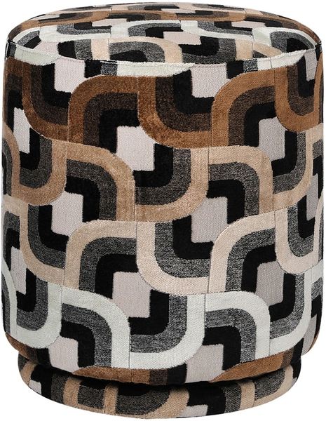 KAIN, Designer Stoff Hocker braun-beige abstrakt gemustert