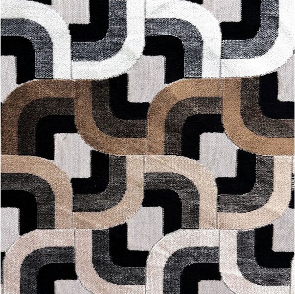 KAIN, Designer Stoff Hocker braun-beige abstrakt gemustert