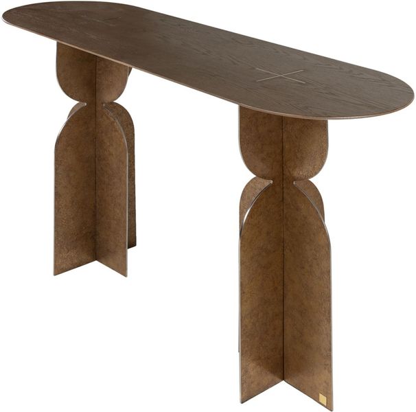 CLOÉ, Designer Konsolentisch oval 140 cm Bronze-Eiche