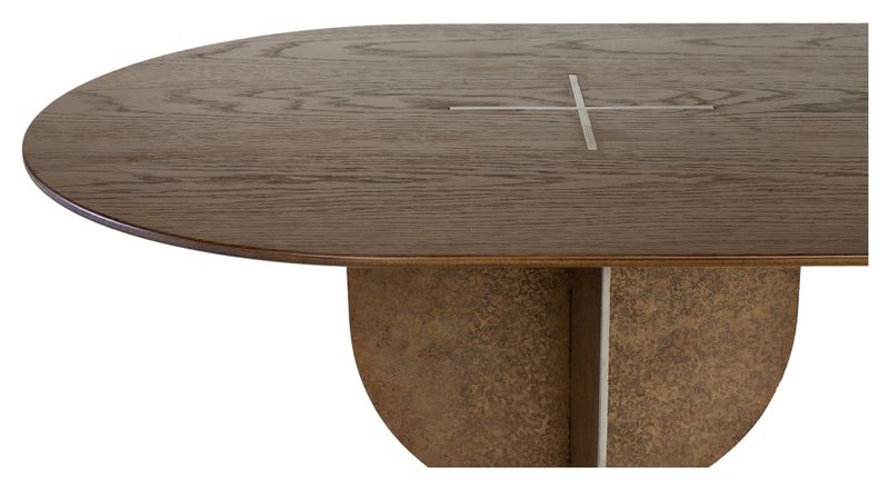 CLOÉ, Designer Konsolentisch oval 140 cm Bronze-Eiche