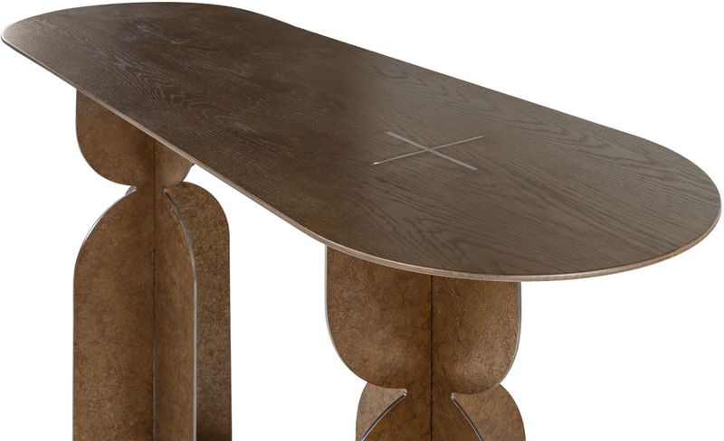 CLOÉ, Designer Konsolentisch oval 140 cm Bronze-Eiche
