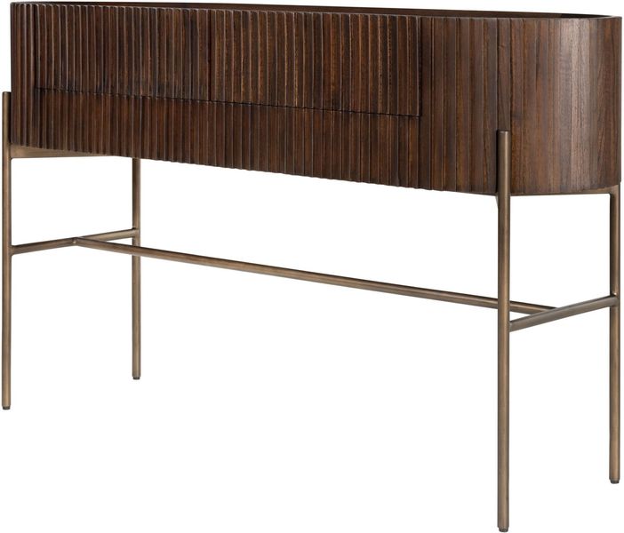 POGO, Konsolentisch oval B 130 cm Holz & Messing, Designermöbel