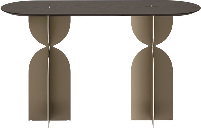 Designer Konsolentisch RAY Edelstahl & Eiche B 140 cm