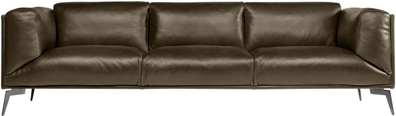 BARA, modernes 3 Sitzer Ledersofa in schwarz und braunen Naturleder Farben
