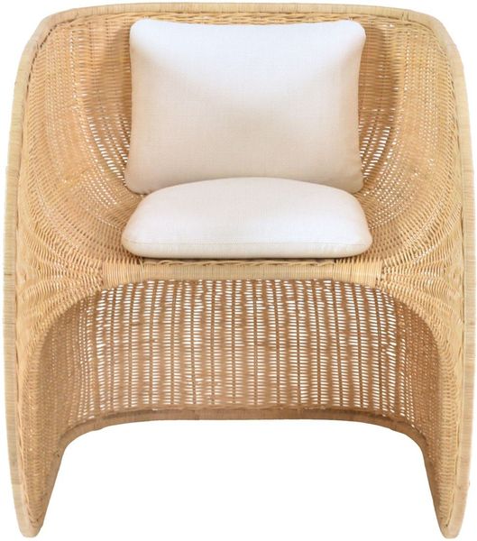 ISO, Designer Rattan Sessel mit weißen Kissen