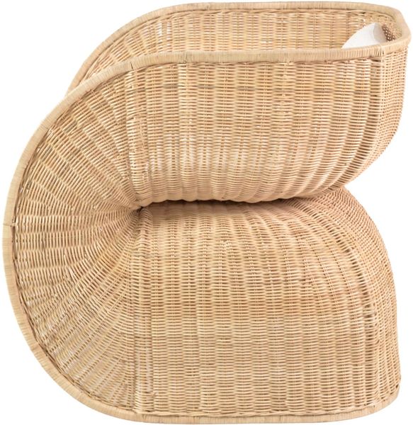ISO, Designer Rattan Sessel mit weißen Kissen